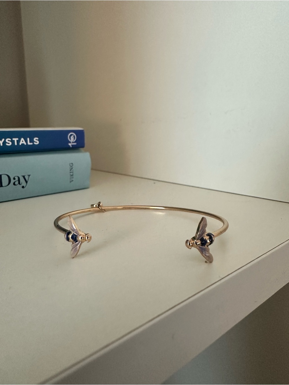 Gold and Purple Bee Open Cuff Dainty Bracelet by Fable England